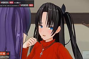 Yuri Erotic Anime: Rin And Sakura's Intimate Lesbian Kisses With Asmr Sounds, Headphones Recommended