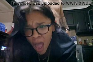 giving her good spanks while fucking hard, hot 23-year-old skinny latina