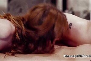 Group Massage Session on Air Mattress with Oiled Bodies