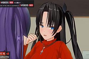 Yuri Erotic Anime: Rin And Sakura's Intimate Lesbian Kisses With Asmr Sounds, Headphones Recommended