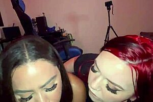 Latina milf engages in threesome with gamer boy stepson and redhead teen.