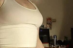 White crop top big tit groping for members