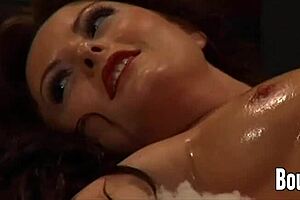 BUSTY MISTRESS in BATH! SLAVE GETS WHIPPED!