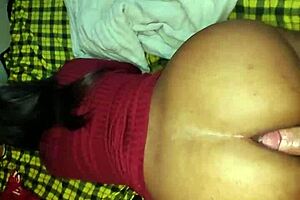 fucking my ebony teen girlfriend's ass to creampie orgasm