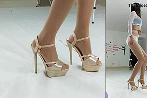 asian dancer teasing in tight pantyhose and cute panties