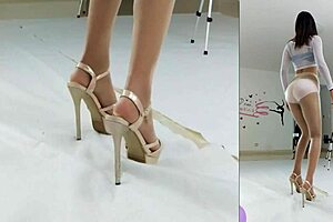 asian dancer teasing in tight pantyhose and cute panties