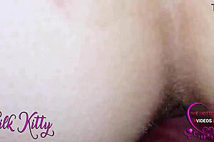 Pov creampie fills tight pussy in lazy doggy