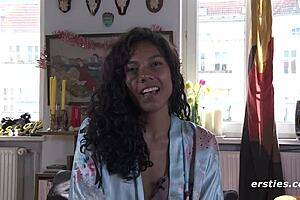 Sexy Columbian babe with hairy pussy fingers herself outdoors in the afternoon sun