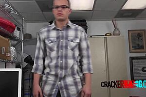 A nerdy queer sucks big black dick in gay casting