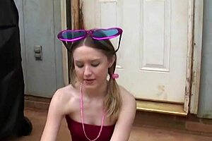 kitty karsen licks ass while nude, showing natural tits