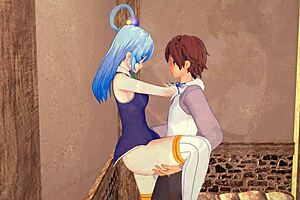 Konosuba Kazuma uses his secret new skill on Aqua.