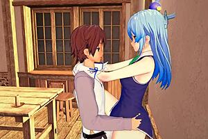 Konosuba Kazuma uses his secret new skill on Aqua.