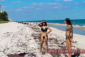 Young Teens Endure Rough Triple Anal Gangbang And Bondage In Public