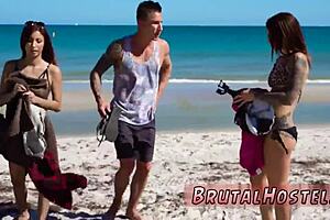 Young Teens Endure Rough Triple Anal Gangbang And Bondage In Public