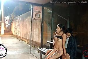 Latina Brunette With Small Tits Fucks Big Cock In Public Outdoor