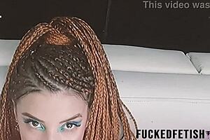 free beach ball action with a latina brunette showing big tits and tattooed ass on the shore