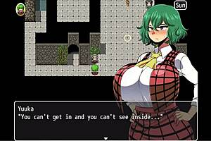 Yuka's hentai adventure unfolds in Episode 21. Giant penis statue stroking dominates the yokai ruins.