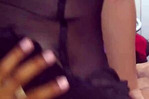 Wife In Lingerie SITS Nicely And TAKES CUM In Mouth