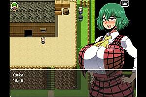 Yuka's hentai adventure unfolds in Episode 21. Giant penis statue stroking dominates the yokai ruins.