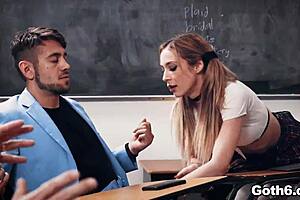 horny aiden ashley fingers pussy under desk in class