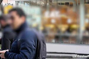 Flashing Her Pussy for All the Workers