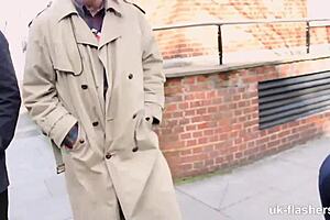 Flashing Her Pussy for All the Workers