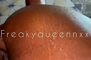Ebony girl bent over in bathroom for doggystyle with best friend, reaching orgasm and cumshot.