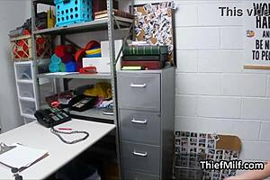 Office Desk Drilling of Tattooed Milf Suspect in Hardcore Action with Monster Cock