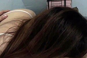 cute filipina girlfriend sucks morning wood in homemade rainy weather blowjob