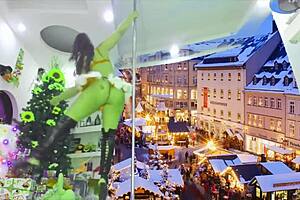 The grinch milf passionately fucks and dances on the pole in split