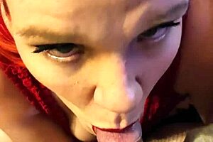 My redhead wife gives sloppy blowjob!