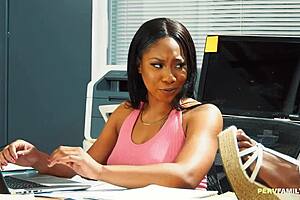 How's work going? Lala Ivey and Ashley Aleigh explore shaved lesbian toys with natural tits.