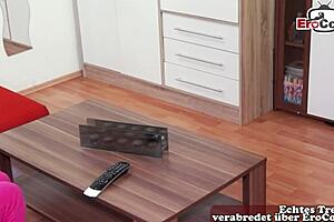 German skinny teen student has no money, offers sex, is this her first time?