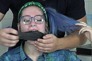 Trashy Teen 18+ GND Luna Grey Put In Rope Bondage And Vet Wrap GAGGED