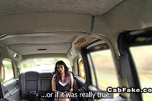 ebony beauty rides in public cab backseat