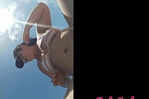 Cumming in the middle of the beach with big ass.