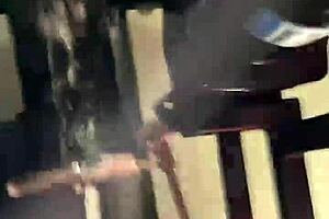 the solo guy stretches his rubber asshole with a cyclops dildo