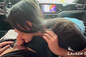 i took an uber and paid with a blowjob cumshot in the back seat. public latina brunette babe