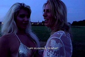 blondes picknicking turns to threesome fun