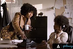 Black girlsway: Misty Stone and her colleague dive into their butts