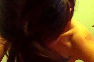 Skinny brunette girlfriend deepthroats amateur cock in homemade POV