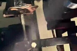 the solo guy stretches his rubber asshole with a cyclops dildo