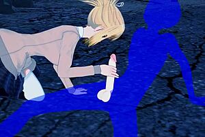 i messed up and gave kohaku a boobjob and handjob in dr stone hentai, cumshot everywhere on her asian tits