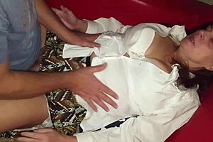The mature woman provides a steamy clip of a couple having a threesome
