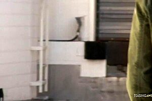 Blonde gets pussy smashed in public bathroom with deepthroat and cumshot