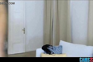 a slender babe with small tits gets fucked by a tattooed guy on webcam in their homemade session