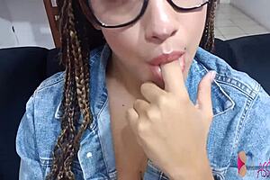 Sexy blonde with big ass swallows whole cock... creampie in mouth, anal sex with friend