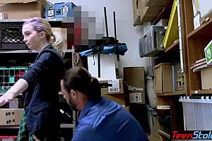 Pale emo teen punished with hard fucking by office officer