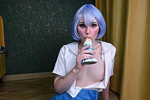 rei ayanami cosplays and squirts in anal 😈