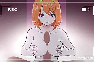 Feeling The Intense Pleasure As Yotsuba Gives A Titjob And I Cum In Her Mouth